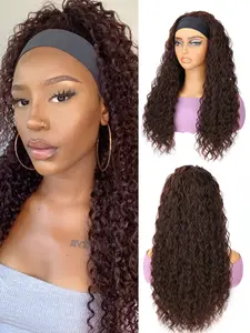 Black Brown Burgundy 22 Inch Long Wave Headband Synthetic Blonde Wigs Synthetic Loose With Ice Silk Headband Attached Black Natural Looking Heat Resistant Fiber Wig For Everyday Use And Halloween, Cosplay, Christmas, Fashion Girls.