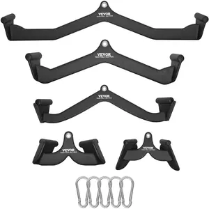 VEVOR LAT Pulldown Attachments, Cable Machine Rowing T-bar V-bar Tricep Pull Down Bar, Back Strength Training Rubber Coated Handle Grip, Bicep Curl Tricep LAT Pulldown Bar for Home Gym Fitness