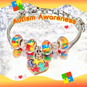 Colorful Puzzle Heart Bracelet, Autism Awareness Bracelet, Party Gift, Activity DIY Encouragement Gift, Perfect for Special Occasions