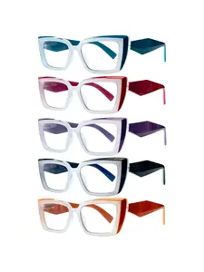 ZOELEAD 5 Pack Reading Glasses for Women Blue Light Blocking Readers Spring Hinges Lightweight Style Pack Anti Eyestrain/Glare Computer Readers (5 Mix, 0.0)
