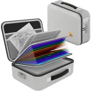 Fireproof Document Box Hard Shell, Fire Proof File Box for Documents with Combination Lock, File Safe Boxs Fireproof  with Handle, Durable Organizer for  Office Storage - Grey