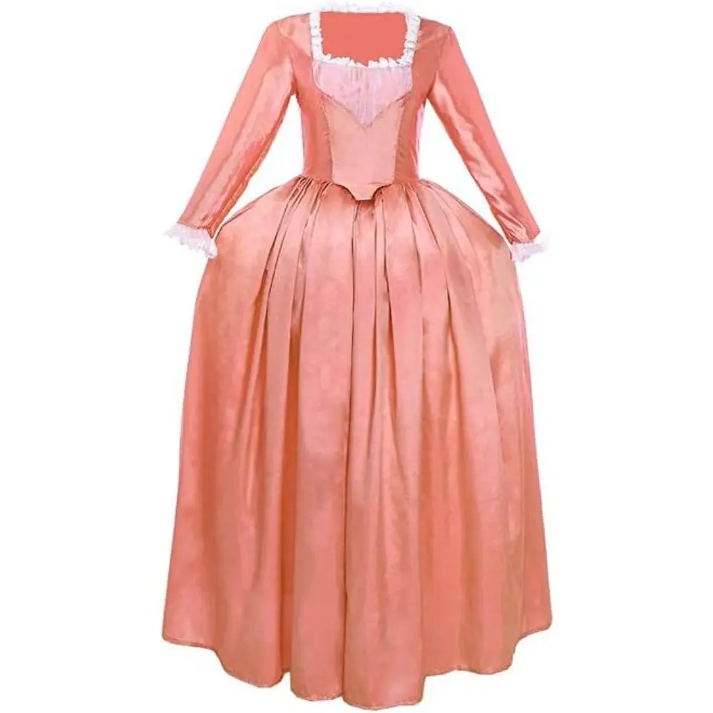 Women's Revolutionary-Era Inspired Hip Elegant Historical Costume Gown - Pink, Period-Accurate Cut, Fashionable Polyester Fabric, Lady, Piece, Traditional, Elegance, Full-Length, Period-Cut, Dress, Plus Size, Soft, 3Xl, Xxxl, Dry Clean, Authentic Drape, 2