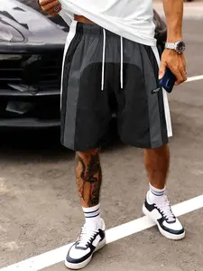 Men's Summer Colorblock Shorts, Elastic Waistband and Side Pockets, Lightweight Breathable Fabric, Casual Beach and Outdoor Gym Shorts, Running Workout Shorts, Soft Breathable Shorts, Athleisure Casual Shorts