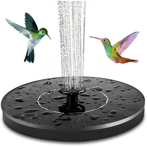 Solar Fountain with 4 Nozzles - Outdoor Watering Submersible Pump for Pond Pool Garden Fish Tank, Solar Powered Bird Bath Fountain Pump