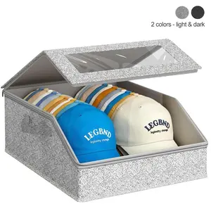 Multi - purpose Hat Storage Box with Lid - Durable Foldable Storage Organizer - Large - Capacity Stackable Baseball Cap Organizer for Multifunctional Home Storage Collapsible Storage Boxes and Bins