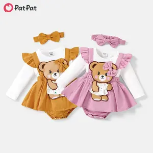 PatPat Bear Style - Baby Girls Clothes SuperCuteCute Bear Embroidered Romper with Headband