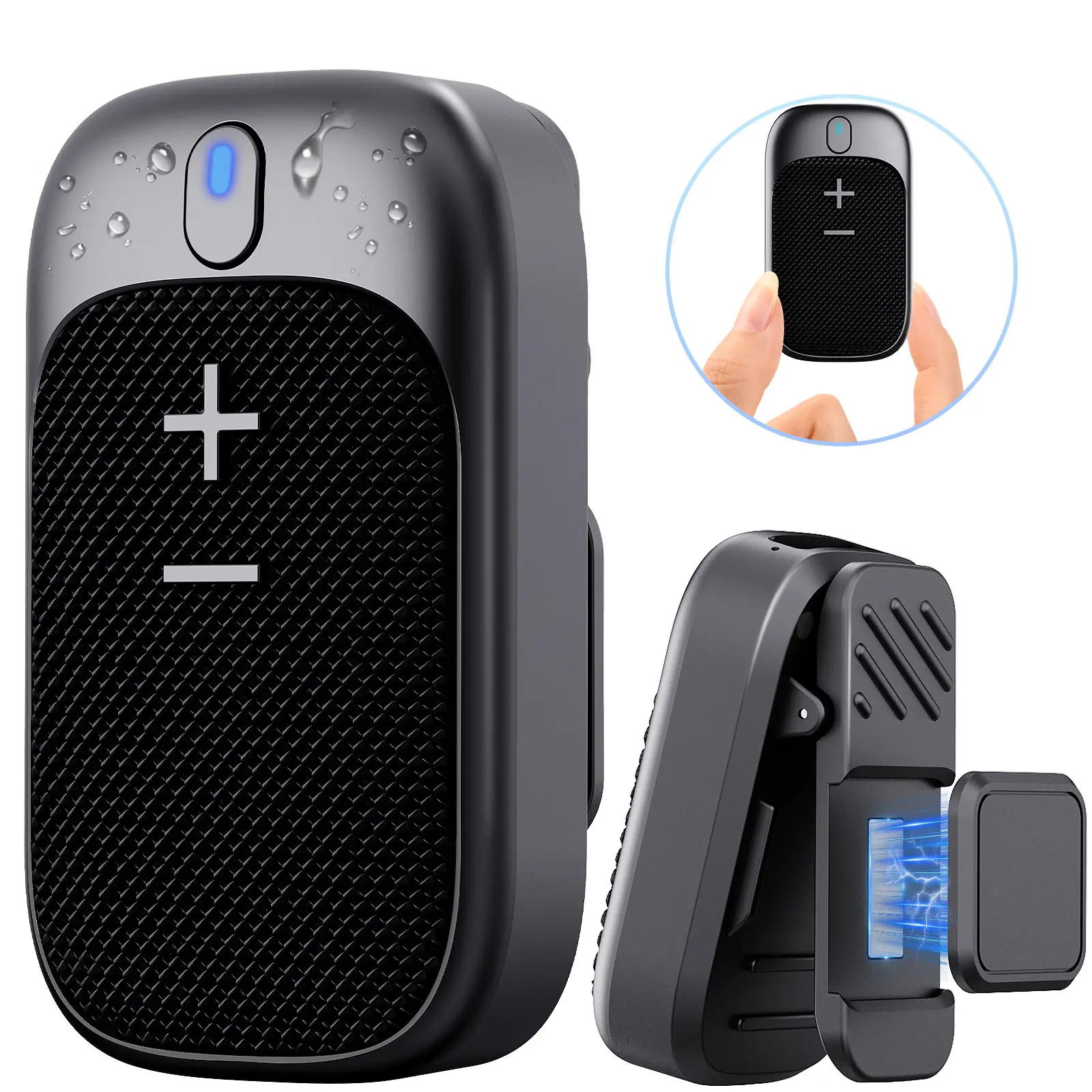 Wearable Wireless Bluetooth Smart Speaker with Built-in Magnet, Compact Magnetic Clip, IPX5 Waterproof, Rechargeable Audio, Control Buttons, Speakerphone & Microphone for Outdoor Hands-Free Music & Calls, Bluetooth Smart Speakers