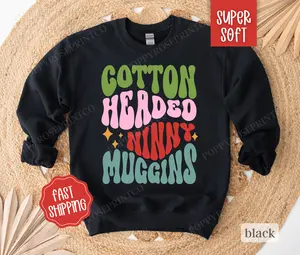 Cotton Headed Ninny Muggins Sweatshirt, Merry Christmas Sweater, Elf Sweatshirt, Women's Holiday Crewneck