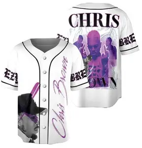 Chris Breezy Vintage 2025 CB Tour Breezy Bowl XX Jersey Brown Streetwear Style Classic Baseball Jersey 100% Polyester Quick-Drying Moisture-Wicking Machine Washable