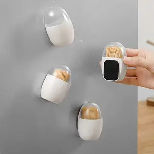 Magnetic Toothpick Holder with Lid, Wall Mountable or Refrigerator Magnet Storage, Transparent Plastic Dispenser for Kitchen Organization, Kitchen Organizers Storage
