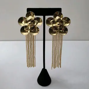 #375. 18K Gold Plated Drop Earring with Tassel. Unique  High quality  Water Resistant  Hypoallergenic  Nickel Free, light weight,  Every day, Party, Gift idea.
