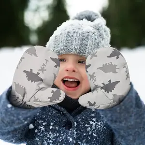 Kids Ski Gloves Waterproof Quick-Dry Fabric, Winter Warm Fleece Lined Cartoon Print Mitts, Outdoor Snow Play Windproof Gift for Children