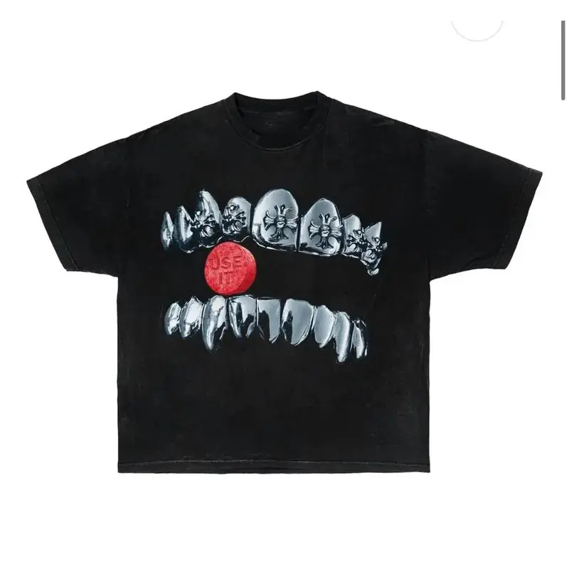 Neniom Grillz Heart Chrome Cross Boxy Garment-Dyed Tee Streetwear Shirt Y2K Hearts Shirt, Cross Tee, opium shirt, y2k shirt, fashion shirt,Fashion 	   Unisex T-shirts