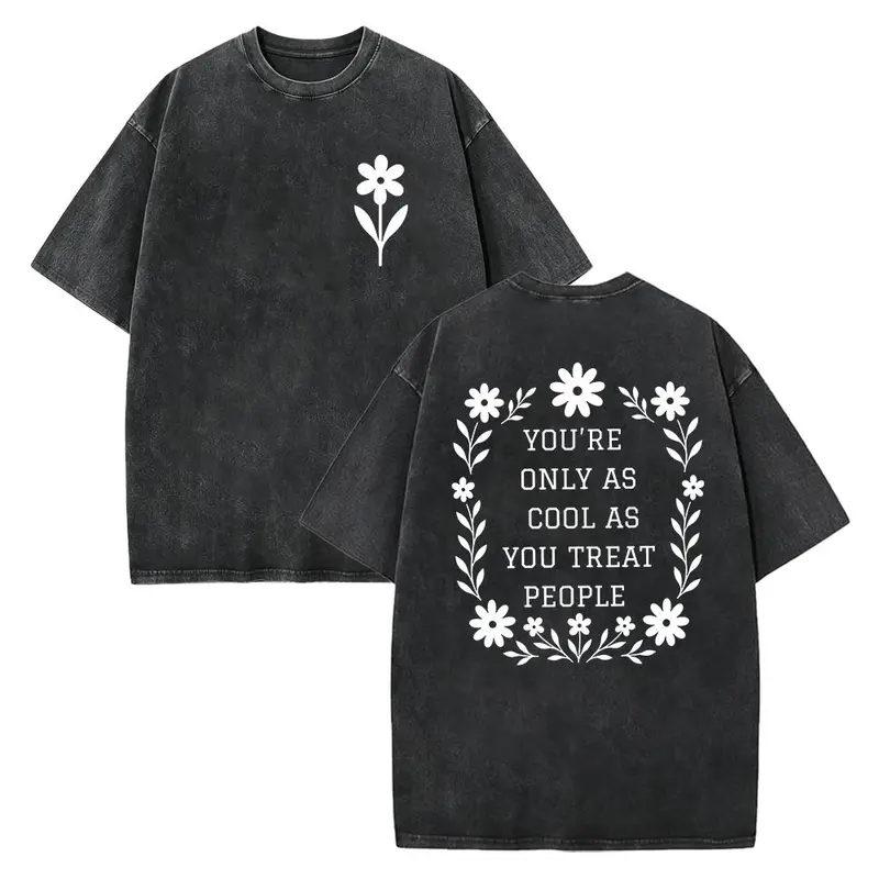 Women's Cotton Graphic Tee - "You're Only As Cool As You Treat People" Positive Affirmation Kindness Motivational Crew Neck Casual Fit Basic Top