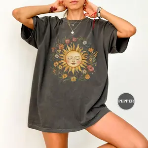 Comfort Colors Boho Spiritual Sun T-Shirt, Cute Bohemian Tee, Celestial Hippie Clothing, Vintage Women Clothing, Hippy Clothes, Chic Style, Floral Outfit
