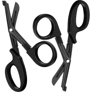 Medical Scissors Pack of 2, Stainless Steel EMT Trauma Shears for Nurses, Bandage Scissors with Stainless Steel Blades, All Purpose Surgical Shears, Black