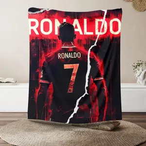 Cristiano Ronaldo Plush Blanket, Soccer Fan Gift, Bedroom Decor