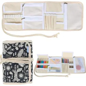 Teamoy Crochet Hook Case, Roll Bag Holder Organizer for Various Crochet Needles and Knitting Accessories, Compact and All-in-place, Animal World