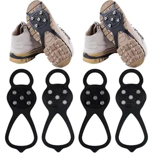 【Value 2-Pack】Ice Cleats for Shoes and Boots, 2 Pairs Non-Slip Traction Grips with 5 Steel Studs, Portable Crampons for Walking on Snow & Ice #WinterEssentials