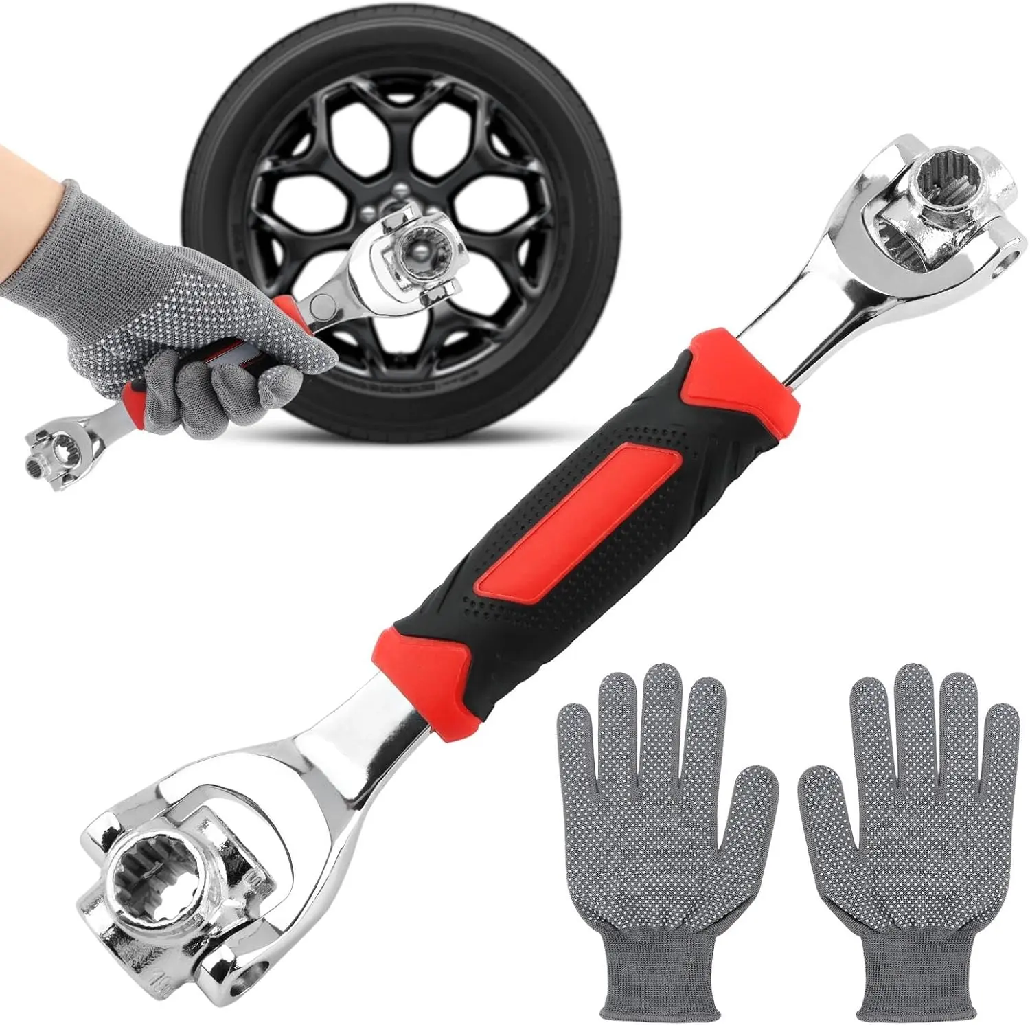 52-in-1 Universal Socket Wrench Set, Multi-Tool with Rubber Grip & 360-Degree Rotating Heads for Auto Repair, Household Use, Spline Bolts, Torx - Universal Socket Spanners & Wrenches, Father's Day Gift, Chrome Vanadium Spanners & Wrenches
