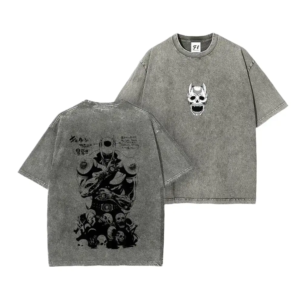 JoJo's Bizarre Adventure Killer Queen Anime Graphic Tee, Vintage Acid Wash Unisex T-Shirt, Anime OOTD show Yoshikage Kira Oversized Top, Y2K Grunge Harajuku Hip Hop Streetwear Clothes for Men and Women Classic Menswear, Tshirt, Fabric