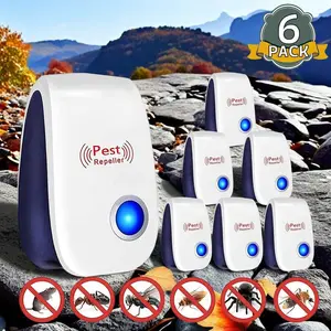 6 Packs Ultrasonic Plug in Pest Repellent indoor for Flea Insects Mosquitoes Rats Mice SpidersAnts Roaches Bugs, Non-Toxic Pest RepellerHumans and Pets Safe, Pest Control for Home.Office, Work