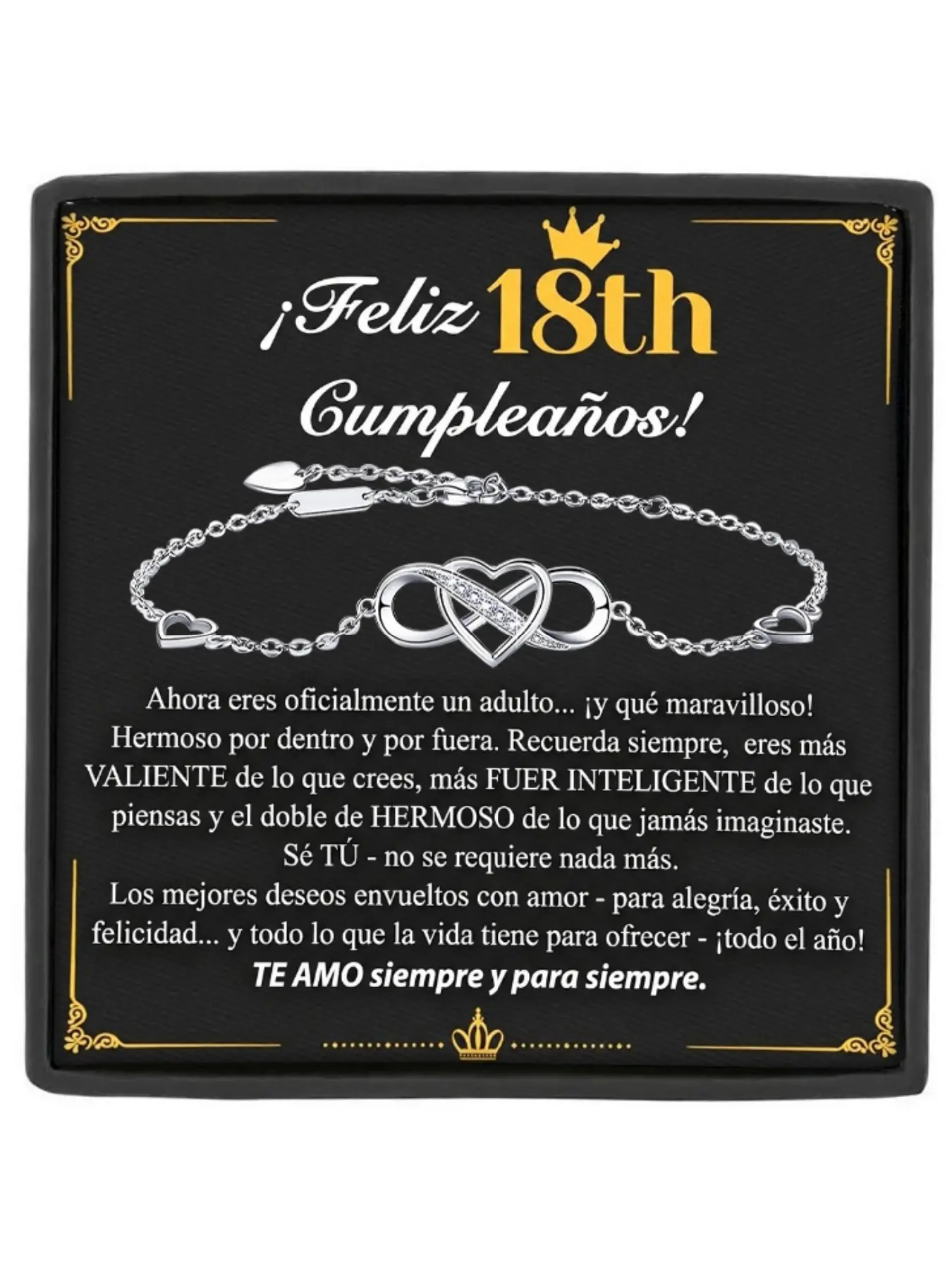 Happy 18th Birthday Bracelet for Her Infinity Heart Adjustable Copper Bracelet Forever Love Bangle with Message Card & Gift Box Milestone Gift