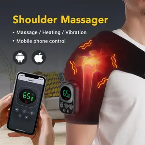Remote Control Shoulder Massager Via APP, Portable Rechargeable, Adjustable Massage Intensity & Heat Temperature, Unisex Design