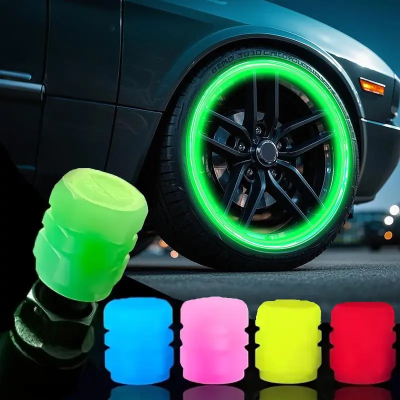 4x Colorful Auto Car Wheel Tire Air Valve Stem LED Lights Caps Cover Accessories 4x Colorful Auto Car Wheel Tire Air Valve Stem LED Lights Caps Cover Accessories