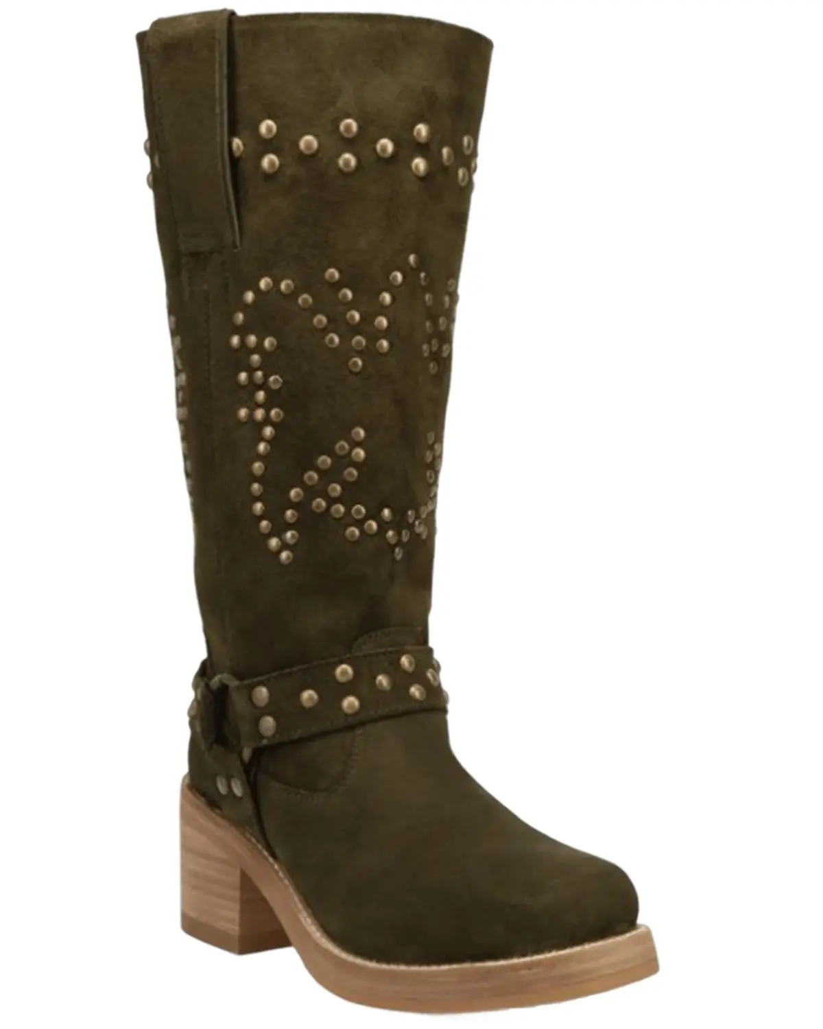 Dingo Women's Women'S Troubadour Studded Tall Fashion Boot Round Toe - Di2291-Olv