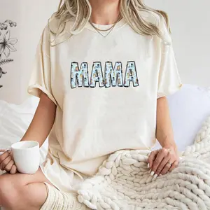 Blue Mama Graphic T-shirt, Gifts for Mom, Adult Blue Dog Mom T-shirt, Mothers Day Gift, Mama Shirt