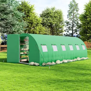 AMERLIFE 10×20 FT/10×30 FT Tunnel Greenhouse with Built-in Sprinkler System, Walk-in Greenhouse for Backyard Gardening, Heavy Duty Galvanized Steel Frame & Waterproof PE Cover, Green