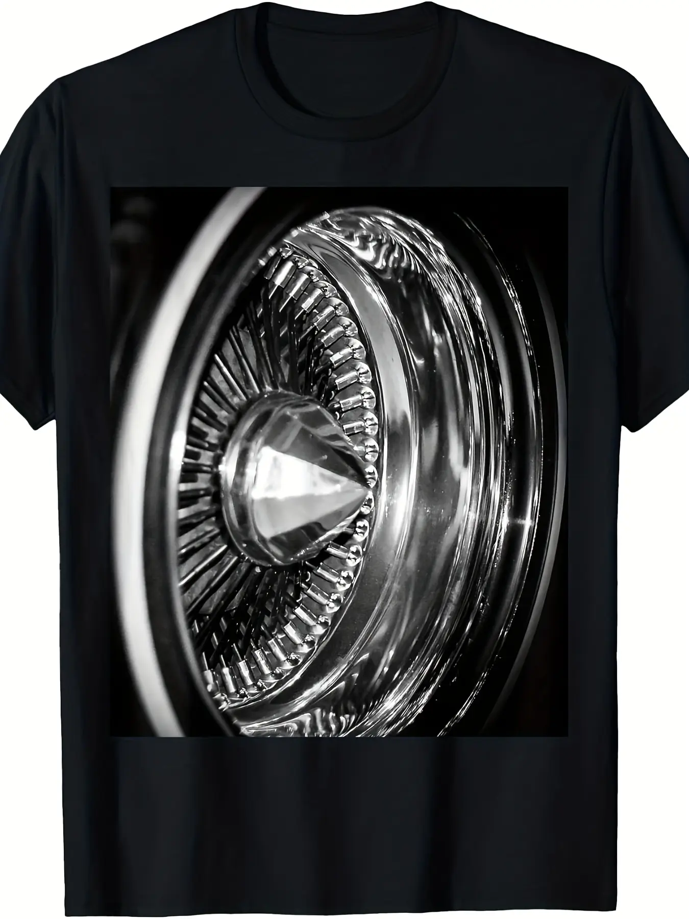 Lowrider Wire Wheel T-shirt, Unisex, 2025 Summer Short-sleeved Printed T-shirt.
