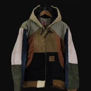 Corduroy Handmade Reworked Custom Jacket Coats Tops Long Sleeve Casual Zipper Hoodie