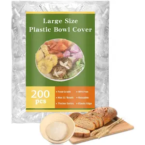 200 Bowl Covers Shower Caps for Sourdough Bread Proofing Large Elastic Reusable Plastic Wrap for Food Storage Baking Rising Meal-Prep Fermentation BPA-Free Keep Food Fresh
