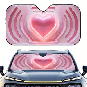 1pc Valentine Hearts Car Sun Visor - Pink & Red Heart Design, Universal Fit, Effective Sun Barrier for Safari & Suburban Drives, Fun & Romantic Vehicle Accessory, Romantic Car Accessory | Heart Themed Decor | Universal Fit Shade, Sun Visors for Car