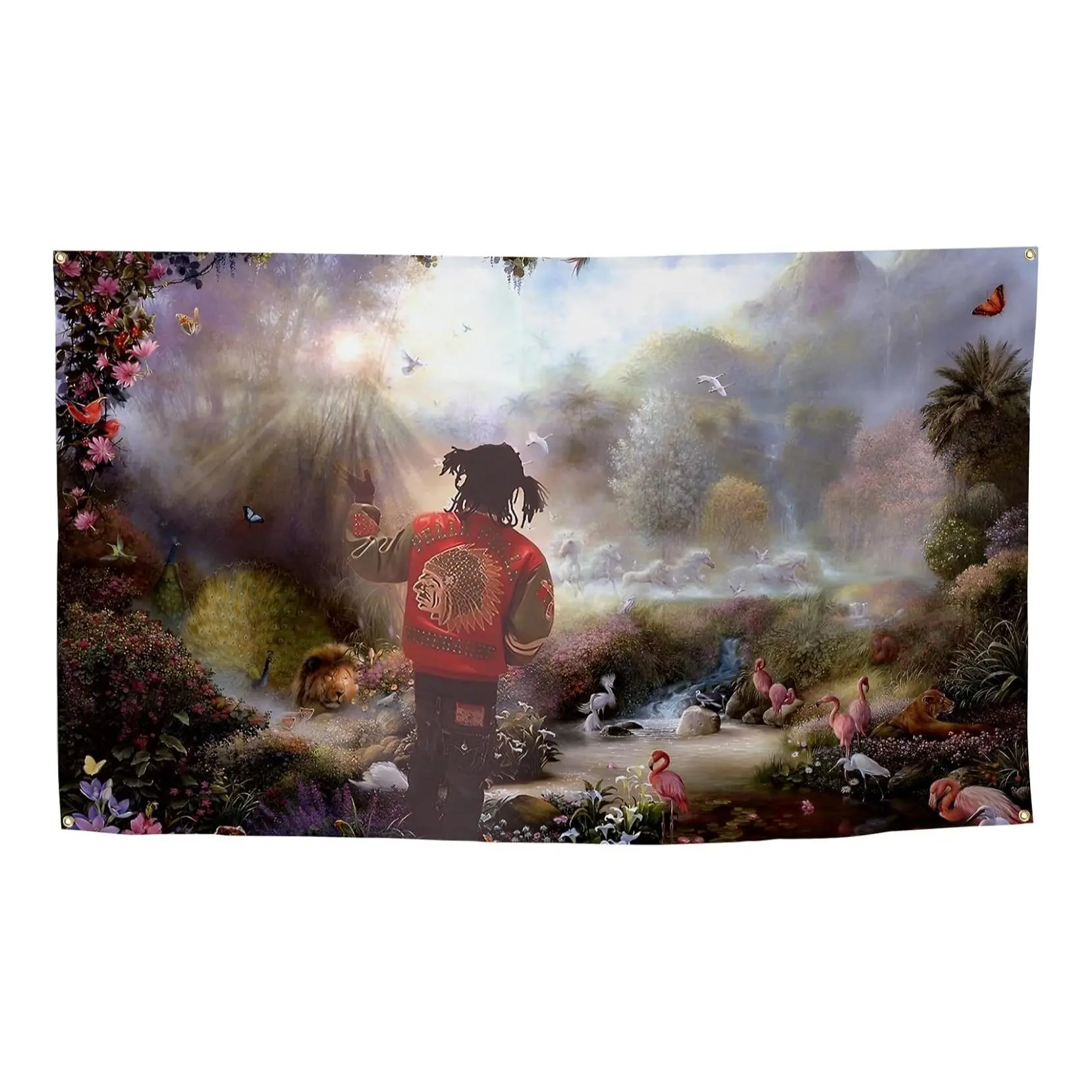 Garden Of Eden Tapestry, Hip Hop Sger Tapestry, Wall Hangg Banner for Home Decor, Party, Holiday Decoration, Tapestry Wall Mural, Boho Floral Design, Bohemian Tapestry Style, Durable Flower Pattern Tapestry, Wall Tapestries, Decorative Tapestry
