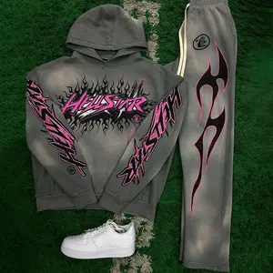 Spring and Autumn New Men's Fashion Hooded Flared Pants Set Clothing Casual graphic sweatsuit sets for men men's 2 piece set sets for men clothing Menswear Layer Overall Stylish Trouser Tracksuit Long Sleeve