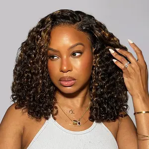 Wavymy Wear Go 7x5 Lace Human Hair Side Part Casual Blonde Highlights  250% Density Water Wave Minimalist Pre-cut Lace Closure Wigs Dome Cap Glueless with Natural Hairline Wig#SummerVibes