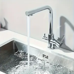 Kitchen Faucet with Dual Modes and Rotatable Brass Design, Functional Kitchen Sink Faucet for Easy Use and Durability, Double Handle Faucet