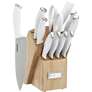 Cuisinart Block Knife Set, 12pc Cutlery Knife Set with Steel Blades for Precise Cutting, Lightweight, Stainless Steel, Durable & Dishwasher Safe, C77SSW-12P