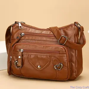 Women’s Multi-Pocket Crossbody Bag, Soft Leather Shoulder Purse, Large Capacity Organizer Handbag, Lightweight Casual Everyday Bag, Stylish Travel & Work Tote with Multiple Compartments summerwins