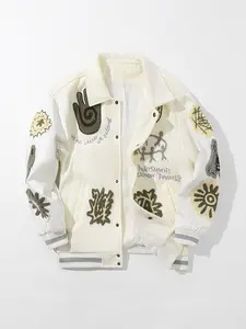 Men's Vintage Baseball Jacket Long Sleeve, High-End Style Spring & Fall Outerwear, Youth Unisex Couple Coat, Trendy Knit Sweater