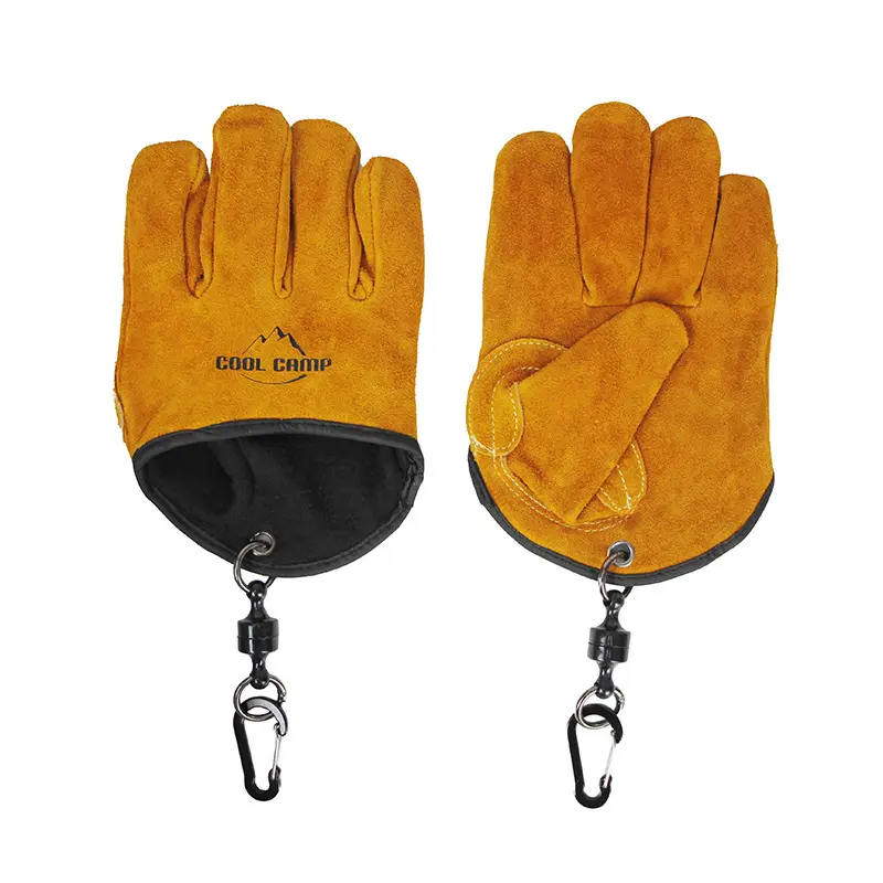Magnetic Quick‑Release Cowhide Work Gloves for Men, Heavy‑Duty Leather Gloves with Dual Belt Clips, Reinforced Thumb & Soft Knit Lining for Construction, Gardening, Farm, Yard Work, Camping & Firewood Handling