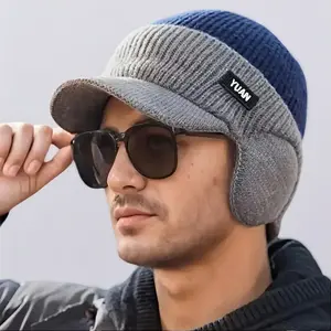 Men's Winter Knitted Earflap Hat - Cold Protection for Skiing, Hiking, Street Style - Elastic Fit, Hand Washable - Available in Outdoor Activities and Daily Winter Accessories, Fashionable Knitted Hat