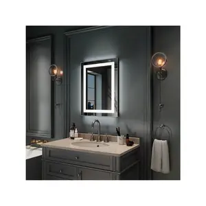 Maximum discount  28 x 20 Square With Strip Touch LED Bathroom Mirror Sier