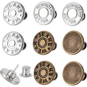 8 Sets of 17 mm Pants Button Jean Buttons Pins for Loose Jeans, Adjustable Button for Jeans,  and Adjustable Metal Pants Button Tightener