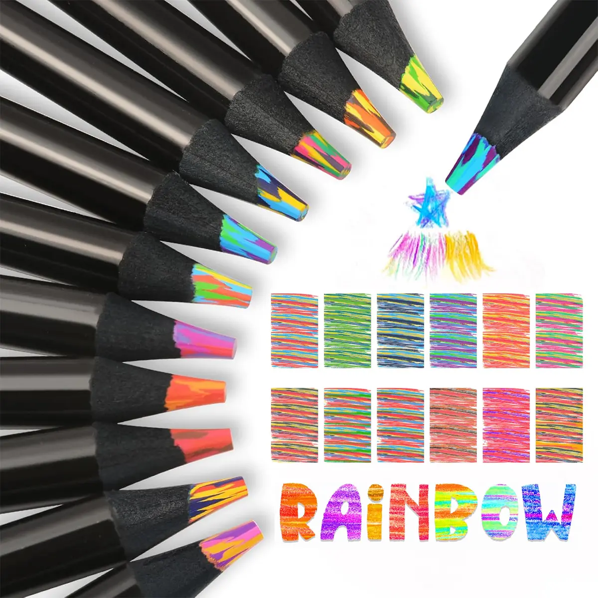 Art Supplies 12 Rainbow Colored Pencils, Teen Girl Gifts Trendy Stuff, Arts and Crafts for Kids Ages 8-12, Gifts for 5-12 Year Old Girl, Party Favors for Kids 8-12, Stocking Stuffers
