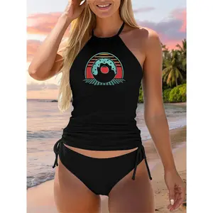 Donut Retro Doughnut Vintage 80s Style Gift Two Piece Swimsuit