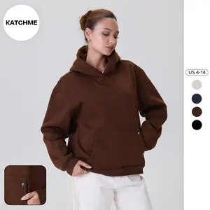 KatchMe Women's Casual Solid Color Kangaroo Pocket Long Sleeve Soft Hoodie, Fall & Winter Cozy Hoodies for Women, Comfortable Pullover Womenswear